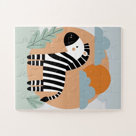 Whimsical Zebra Scandinavische beïnvloed Legpuzzel (Horizontaal)