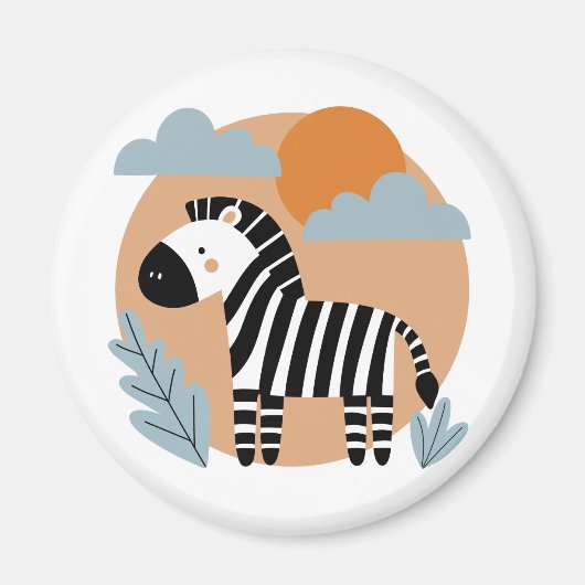 Whimsical Zebra Scandinavische beïnvloed Magneet (Voorkant)
