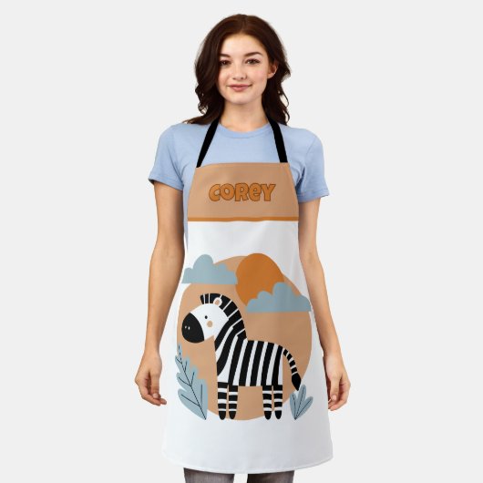 Whimsical Zebra Scandinavische beïnvloed Schort (Gedragen)