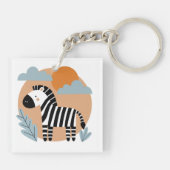 Whimsical Zebra Scandinavische beïnvloed Sleutelhanger (Achterkant)