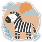 Whimsical Zebra Scandinavische beïnvloed Sticker (Voorkant)