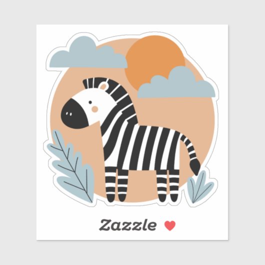 Whimsical Zebra Scandinavische beïnvloed Sticker (Vel)