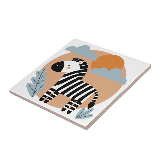 Whimsical Zebra Scandinavische beïnvloed Tegeltje (Zijkant)