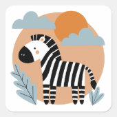Whimsical Zebra Scandinavische beïnvloed Vierkante Sticker (Voorkant)