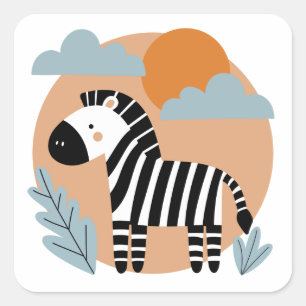 Whimsical Zebra Scandinavische beïnvloed Vierkante Sticker