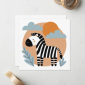 Whimsical zebra Scandinavische invloeden Notitiekaartje (Voorkant / Achterkant in situ)