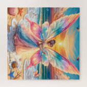 Whimsical Zee Fairy bij Ocean Sunset Legpuzzel (Horizontaal)