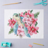 Whimsical Zee Schildpad & roze bloemen Tissuepapier (Craft)