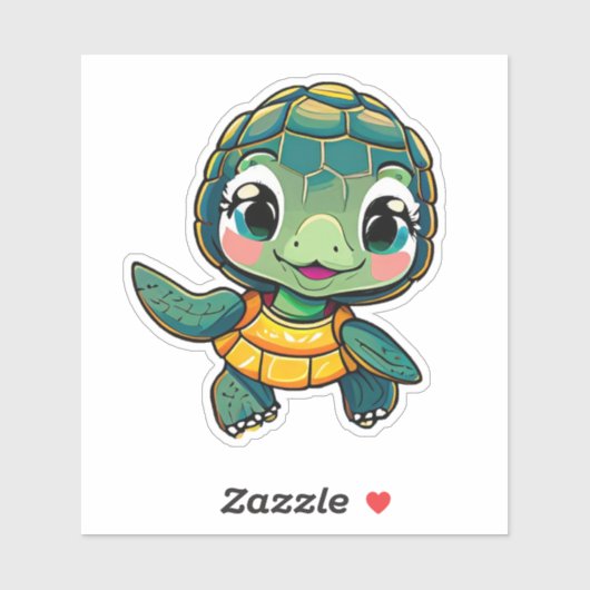 Whimsical zee schildpad sticker voor kinderen (Vel)