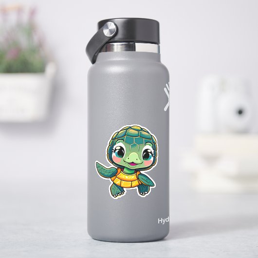 Whimsical zee schildpad sticker voor kinderen (HydroFlask)