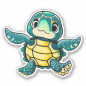 Whimsical zee schildpad sticker voor kinderen (Voorkant)