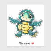 Whimsical zee schildpad sticker voor kinderen (Vel)