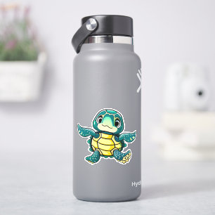 Whimsical zee schildpad sticker voor kinderen
