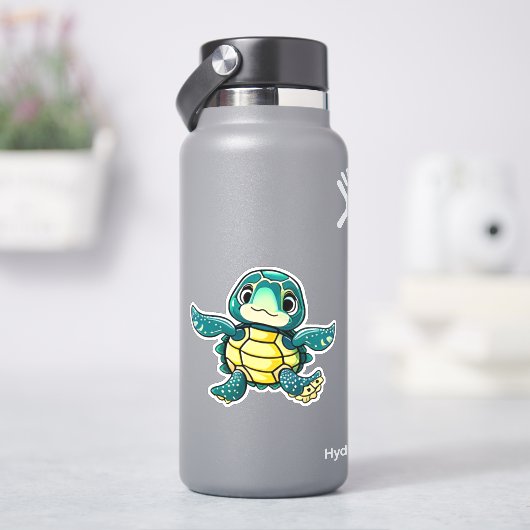 Whimsical zee schildpad sticker voor kinderen (HydroFlask)