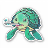 Whimsical zee schildpad sticker voor kinderen (Voorkant)