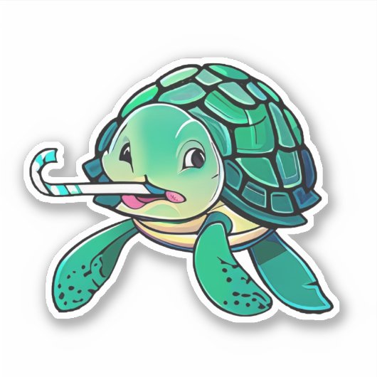 Whimsical zee schildpad sticker voor kinderen (Voorkant)