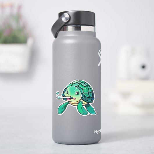 Whimsical zee schildpad sticker voor kinderen (HydroFlask)