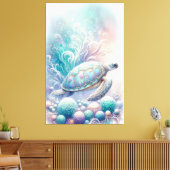 Whimsical Zee Turtle Wall Art Canvas Afdruk (Insitu (Woonkamer))