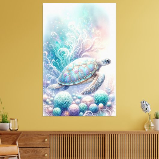Whimsical Zee Turtle Wall Art Canvas Afdruk (Insitu (Woonkamer))
