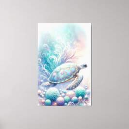 Whimsical Zee Turtle Wall Art Canvas Afdruk