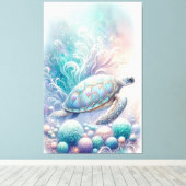 Whimsical Zee Turtle Wall Art Canvas Afdruk (Insitu (Houten vloer))