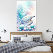 Whimsical Zee Turtle Wall Art Canvas Afdruk (Insitu (Slaapkamer))