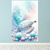 Whimsical Zee Turtle Wall Art Canvas Afdruk (Insitu (Houten vloer))