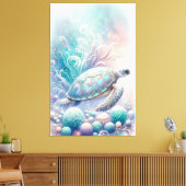 Whimsical Zee Turtle Wall Art Canvas Afdruk (Insitu (Woonkamer))