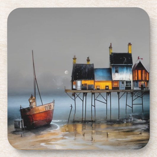 Whimsical zeegezichten - hard plastic onderzetter (Voorkant)