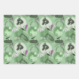Whimsical Zeemeermin Groen Abstract Patroon Inpakpapier Vel