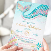 Whimsical Zeemeermin Meisje Baby shower Blauwgroen Kaart