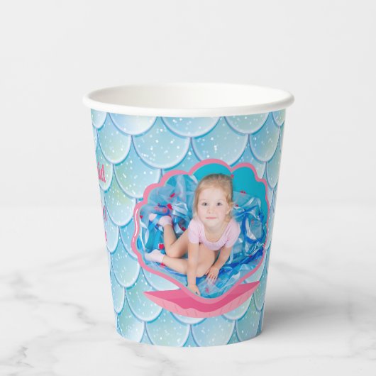 Whimsical Zeemeermin Onder het Zee Birthday Paper  Papieren Bekers (Achterkant)