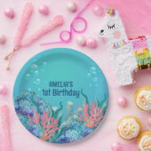 Whimsical Zeemeermin Onder het Zee Verjaardag Papieren Bordje (Feest)