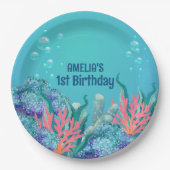 Whimsical Zeemeermin Onder het Zee Verjaardag Papieren Bordje (Voorkant)