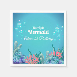 Whimsical Zeemeermin Onder het Zee Verjaardag Servet