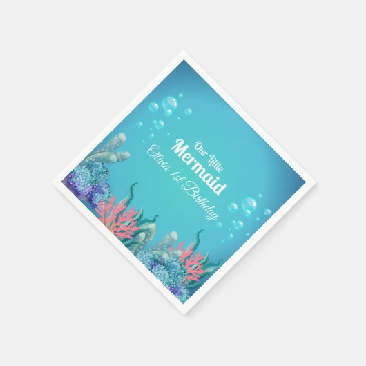 Whimsical Zeemeermin Onder het Zee Verjaardag Servet (Hoek)