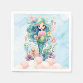 Whimsical Zeemeermin Roze Blauw Verjaardagsfeest S Servet (Voorkant)