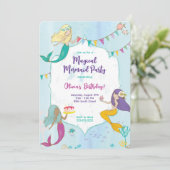 Whimsical Zeemeermin Verjaardagsfeestje Kaart (Staand voorkant)