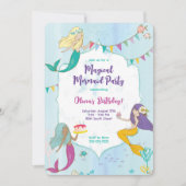 Whimsical Zeemeermin Verjaardagsfeestje Kaart (Voorkant)