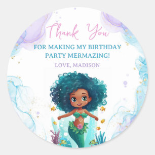 Whimsical Zeemeermin Verjaardagsfeestje Ronde Sticker