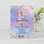 Whimsical Zeemeermin Verjaardagsuitnodiging voor M Kaart (Staand voorkant)