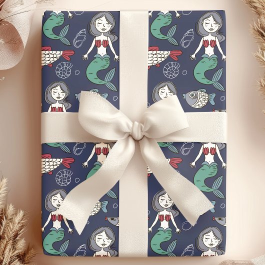 Whimsical Zeemeermin & Zee Creatures Ocean Cadeaupapier