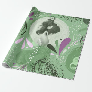 Whimsical Zeemeerminnen Groen Abstract Patroon Cadeaupapier