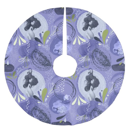 Whimsical Zeemeerminnen Paarse Abstract Kerstboom Rok (Voorkant)