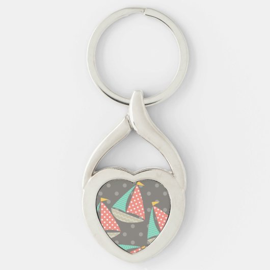 Whimsical Zeilboten Metalen Sleutelhanger (Voorkant)