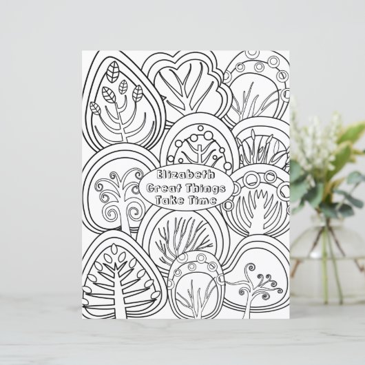 Whimsical Zen Doodle Trees Quote Name Coloring (Staand voorkant)