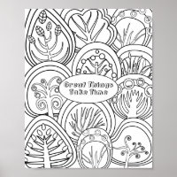 Whimsical Zen Doodle Trees Quote Relaxing Coloring
