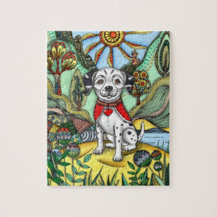 Whimsical Zentangle Dalmatian hond Herfst Legpuzze Legpuzzel