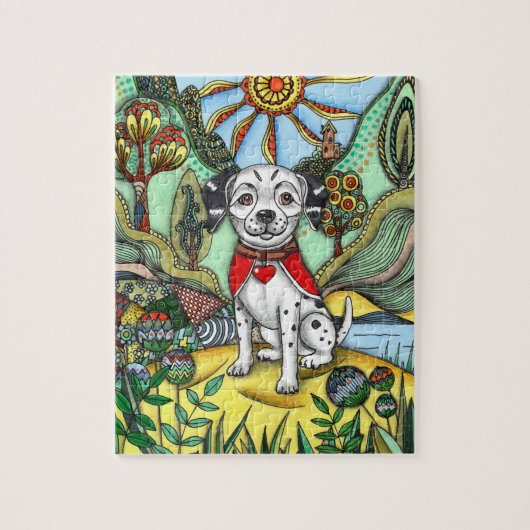 Whimsical Zentangle Dalmatian hond Herfst Legpuzze Legpuzzel (Verticaal)