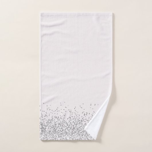 Whimsical zilveren glitter op wit monogram bad handdoek (Handdoek)